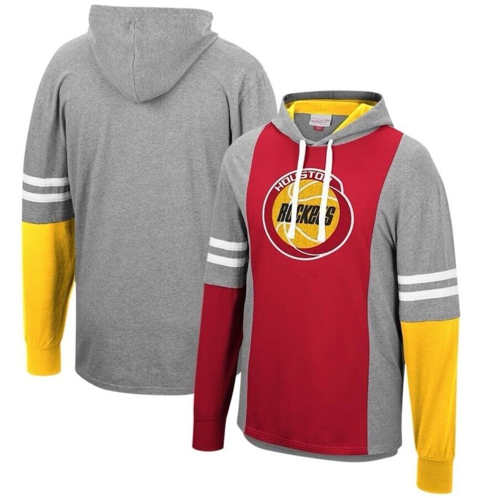 NBA Houston Rockets Hooded Long Sleeve Top Mitchell & Ness Size Small